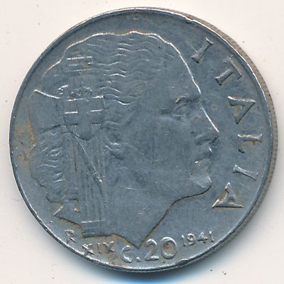 Italy, 20 centesimi, 1941