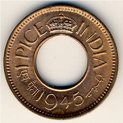 Британская Индия, 1 пайса (1943–1947 г.)