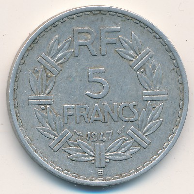 France, 5 francs, 1945–1950