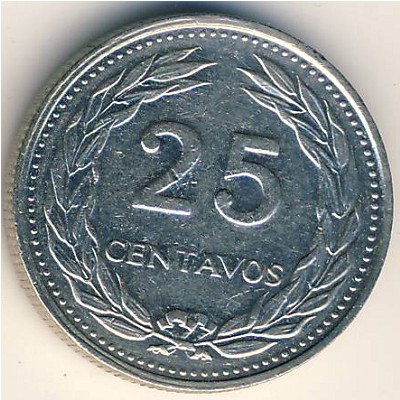 El Salvador, 25 centavos, 1970–1977