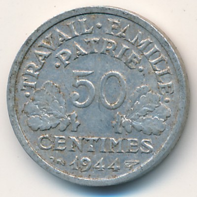 France, 50 centimes, 1943–1944