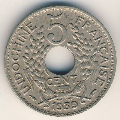 Французский Индокитай, 5 центов (1938–1939 г.)