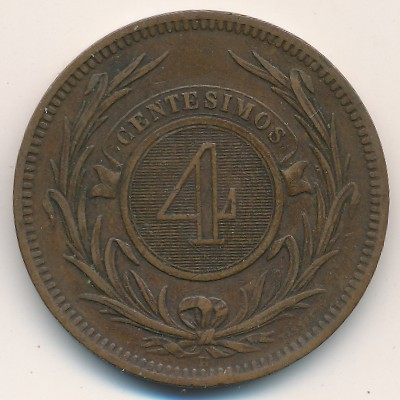 Uruguay, 4 centesimos, 1869