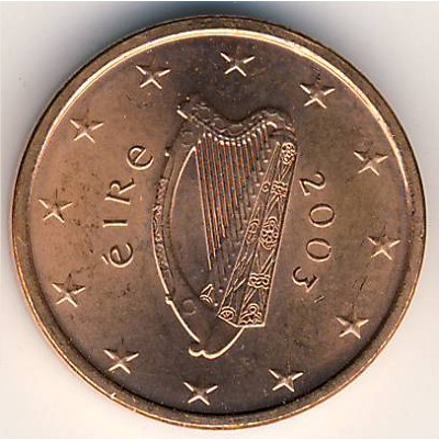 Ireland, 1 euro cent, 2002–2016
