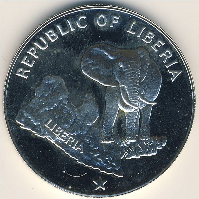 Liberia, 5 dollars, 1973–1978