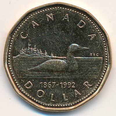 Canada, 1 dollar, 1992