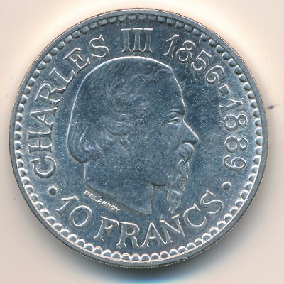 Monaco, 10 francs, 1966