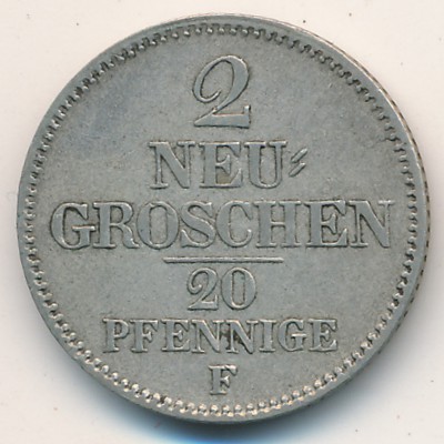Саксония, 2 новых гроша (1841–1856 г.)