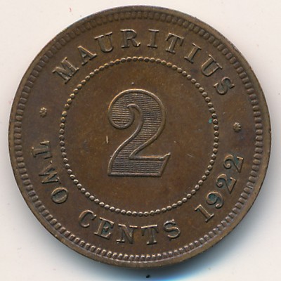 Mauritius, 2 cents, 1911–1924