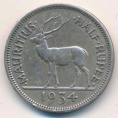 Mauritius, 1/2 rupee, 1934