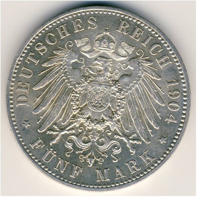 Гессен-Дармштадт, 5 марок (1904 г.)