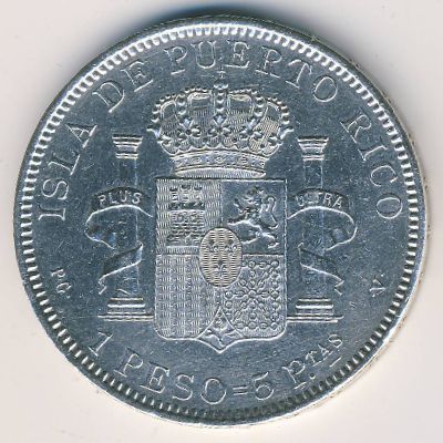Puerto Rico, 1 peso, 1895
