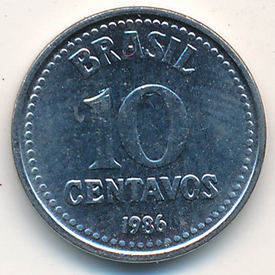 Brazil, 10 centavos, 1986–1988