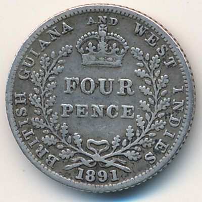British Guiana and West Indies, 4 pence, 1891–1901