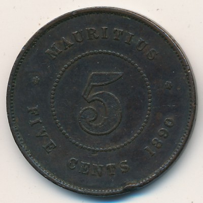 Маврикий, 5 центов (1877–1897 г.)
