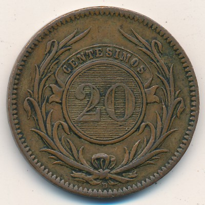 Uruguay, 20 centesimos, 1857