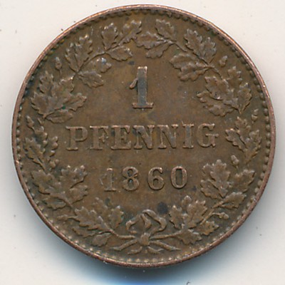 Nassau, 1 pfennig, 1859–1862