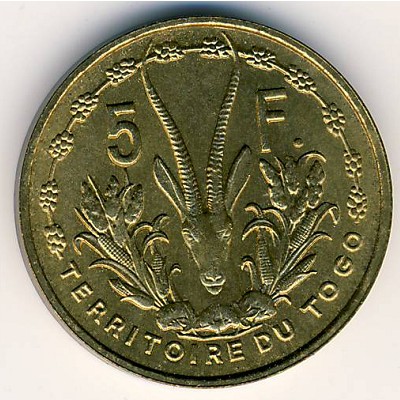 Togo, 5 francs, 1956