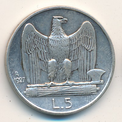 Italy, 5 lire, 1926–1935