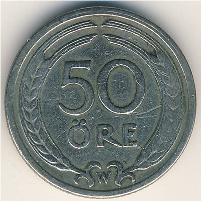 Sweden, 50 ore, 1920–1947