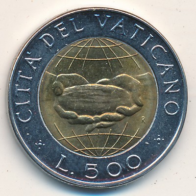 Vatican City, 500 lire, 1992