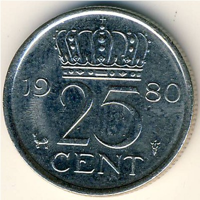 Netherlands, 25 cents, 1950–1980
