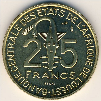 West African States, 25 francs, 1980