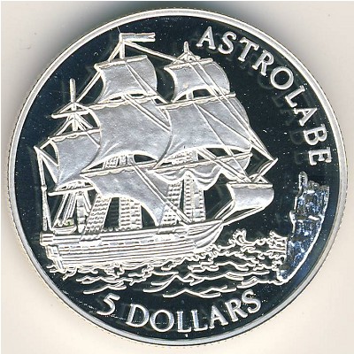 Cook Islands, 5 dollars, 1992