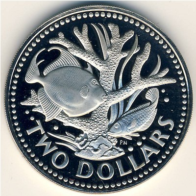 Barbados, 2 dollars, 1973–1984