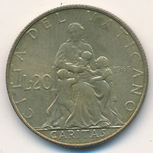 Vatican City, 20 lire, 1963–1964