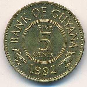 Guyana, 5 cents, 1967–1992