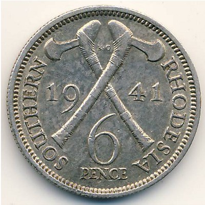 Южная Родезия, 6 пенсов (1939–1942 г.)