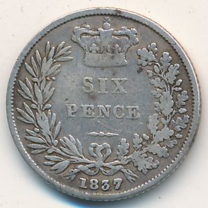 Великобритания, 6 пенсов (1831–1837 г.)