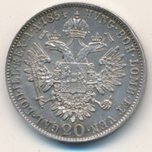 Austria, 20 kreuzer, 1852–1856