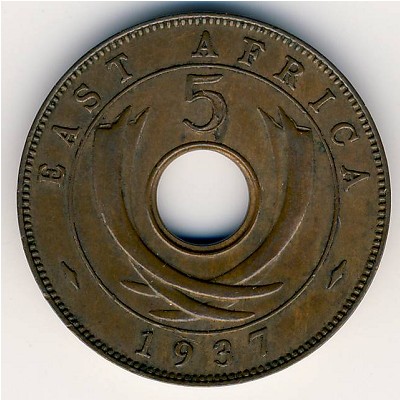 East Africa, 5 cents, 1937–1941