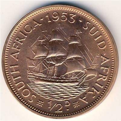 South Africa, 1/2 penny, 1953–1960