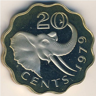 Swaziland, 20 cents, 1974–1979