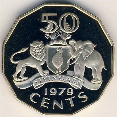 Swaziland, 50 cents, 1974–1981