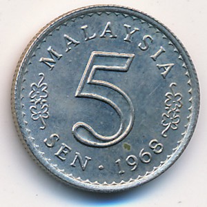 Malaysia, 5 sen, 1967–1988
