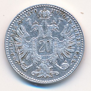 Austria, 20 kreuzer, 1868–1872