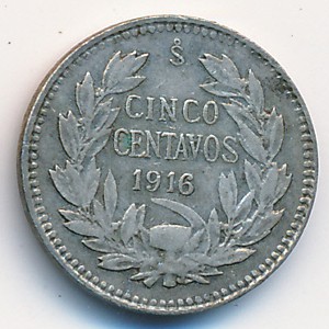 Chile, 5 centavos, 1915–1919