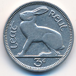 Ireland, 3 pence, 1928–1935