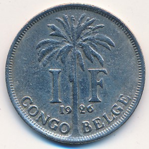 Belgian Congo, 1 franc, 1920–1930