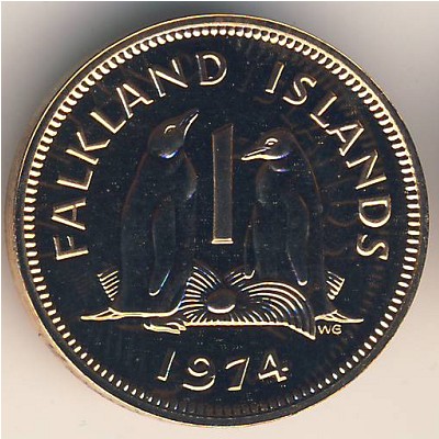 Falkland Islands, 1 penny, 1974–1992