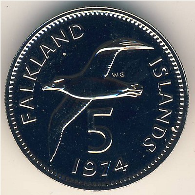Falkland Islands, 5 pence, 1974–1992