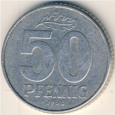 German Democratic Republic, 50 pfennig, 1968–1990