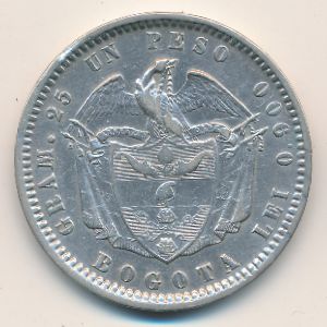 Colombia, 1 peso, 1868–1871