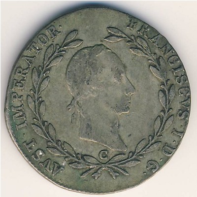 Austria, 20 kreuzer, 1829–1830