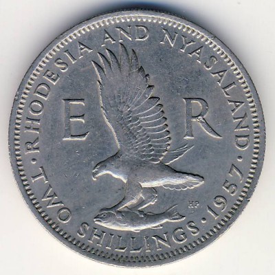 Rhodesia and Nyasaland, 2 shillings, 1955–1957
