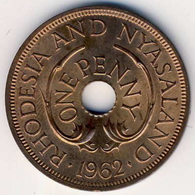 Rhodesia and Nyasaland, 1 penny, 1955–1963